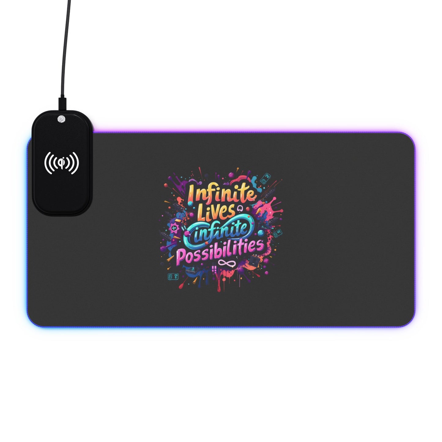 Black Gryph Gaming LED Mouse Pad with Wireless Charging