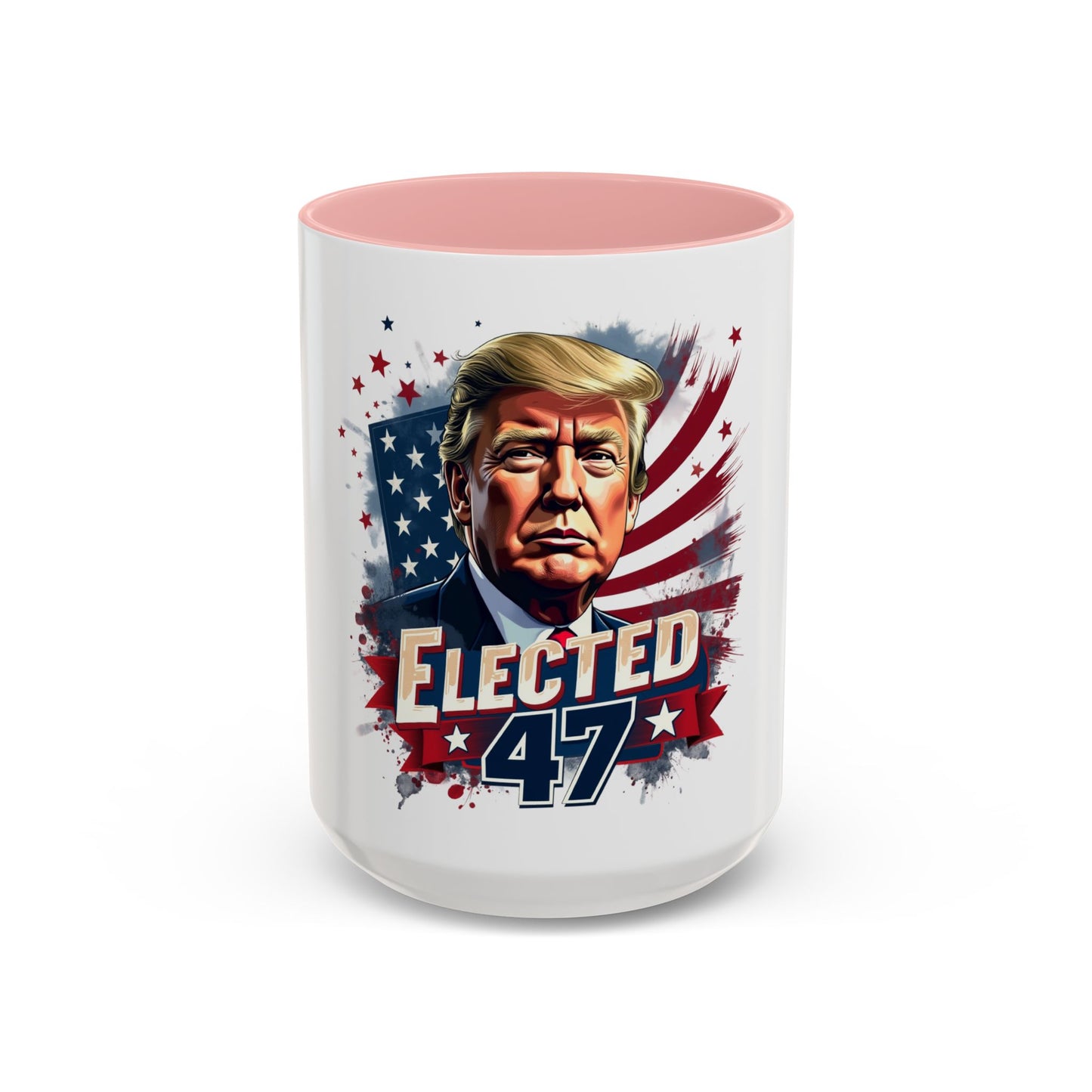 Coffee Mug - Elected 47 Donald J Trump with American Flag Background