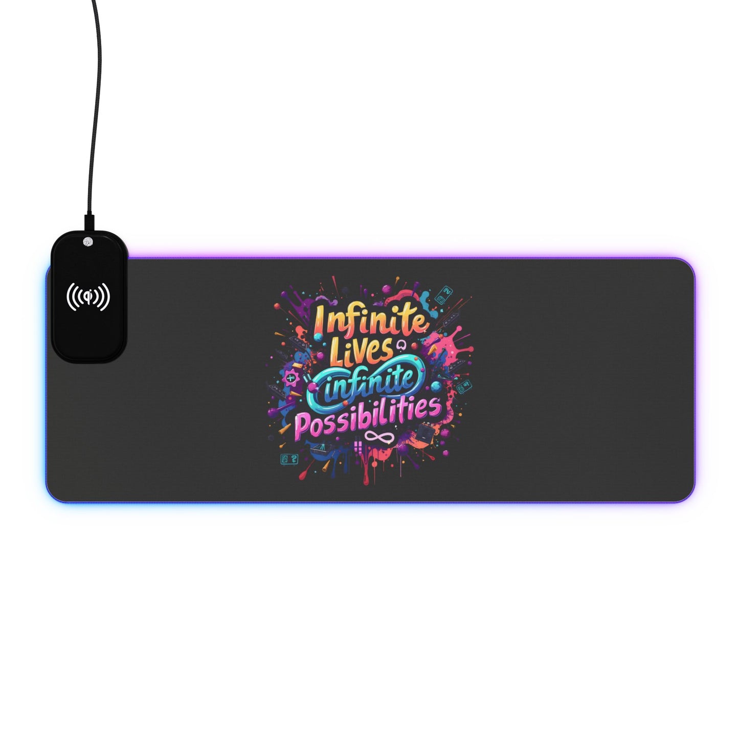 Black Gryph Gaming LED Mouse Pad with Wireless Charging