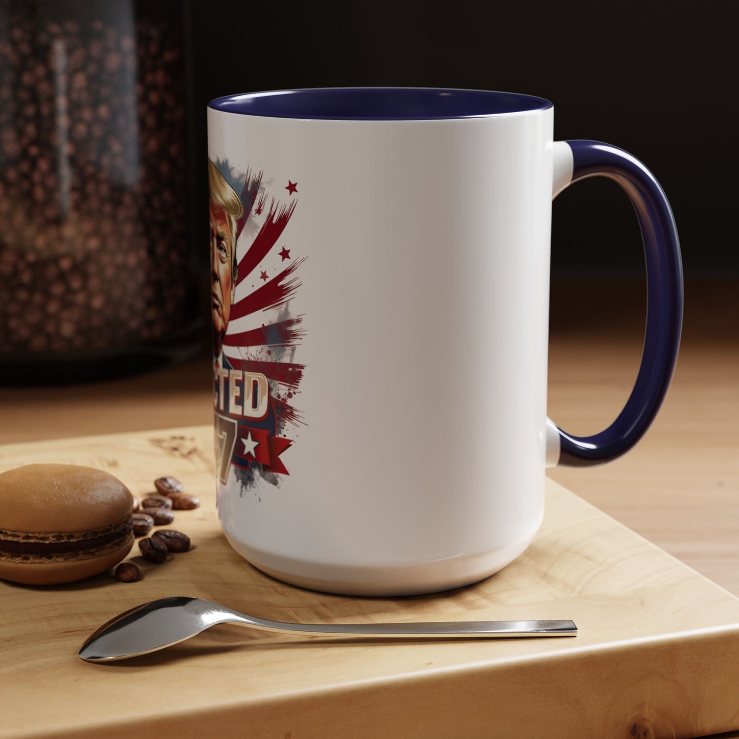 Coffee Mug - Elected 47 Donald J Trump with American Flag Background