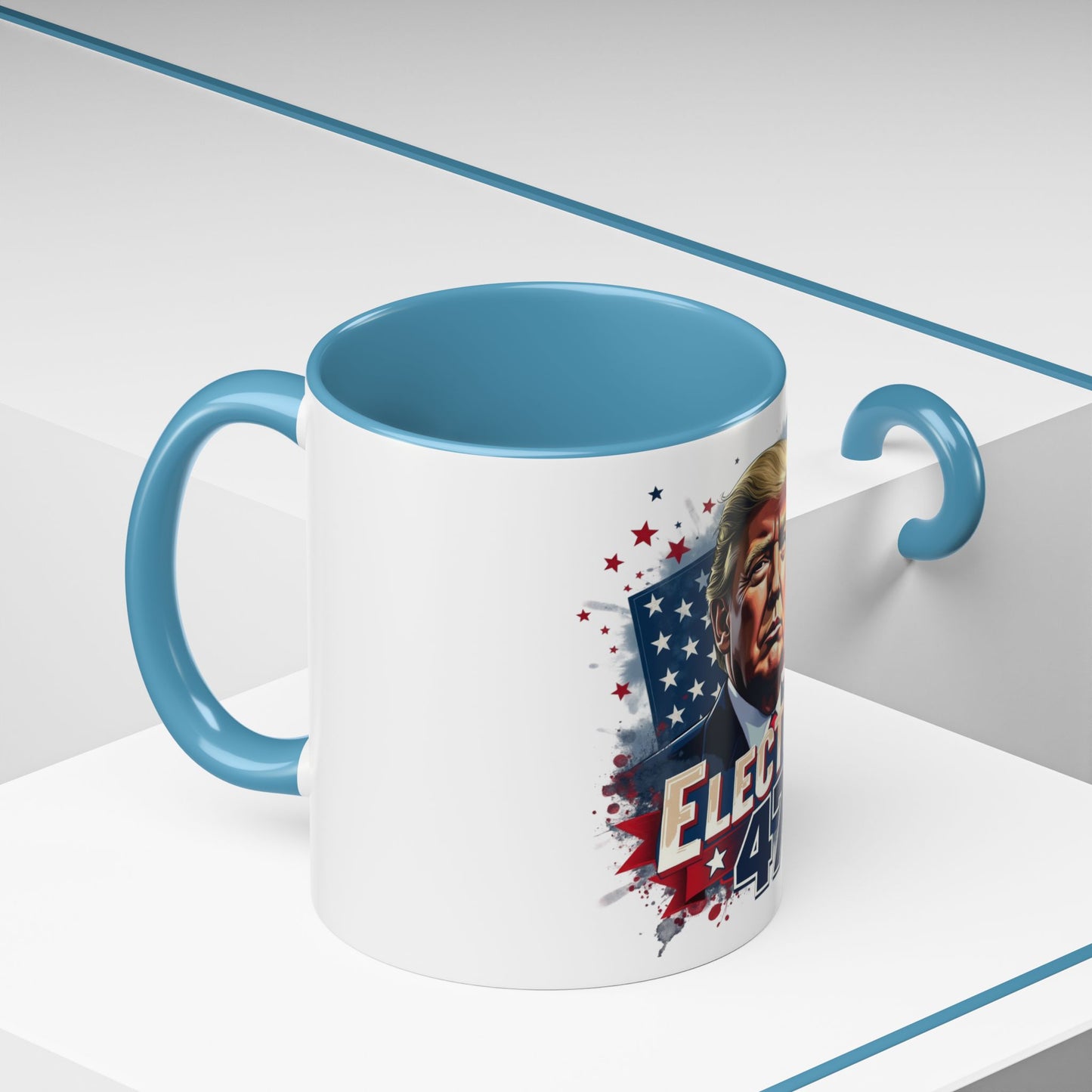 Coffee Mug - Elected 47 Donald J Trump with American Flag Background