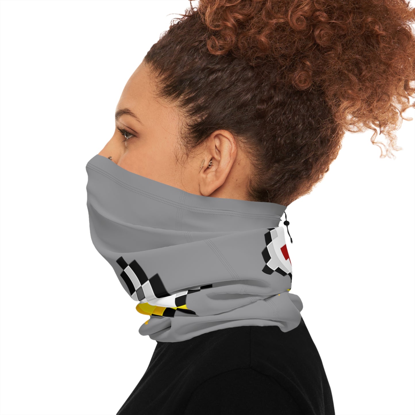 Gryph Logo Grey Winter Neck Gaiter with Drawstring