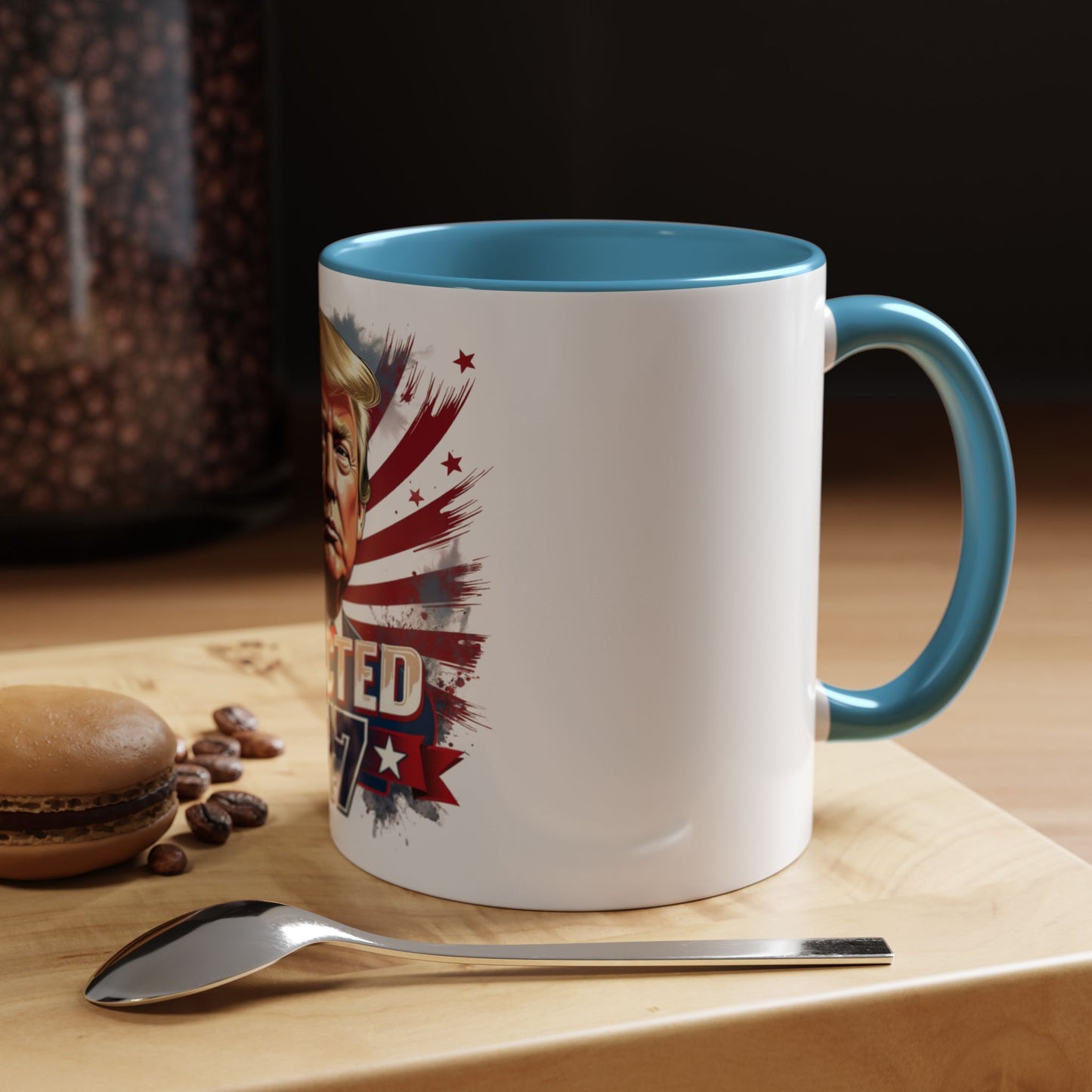 Coffee Mug - Elected 47 Donald J Trump with American Flag Background