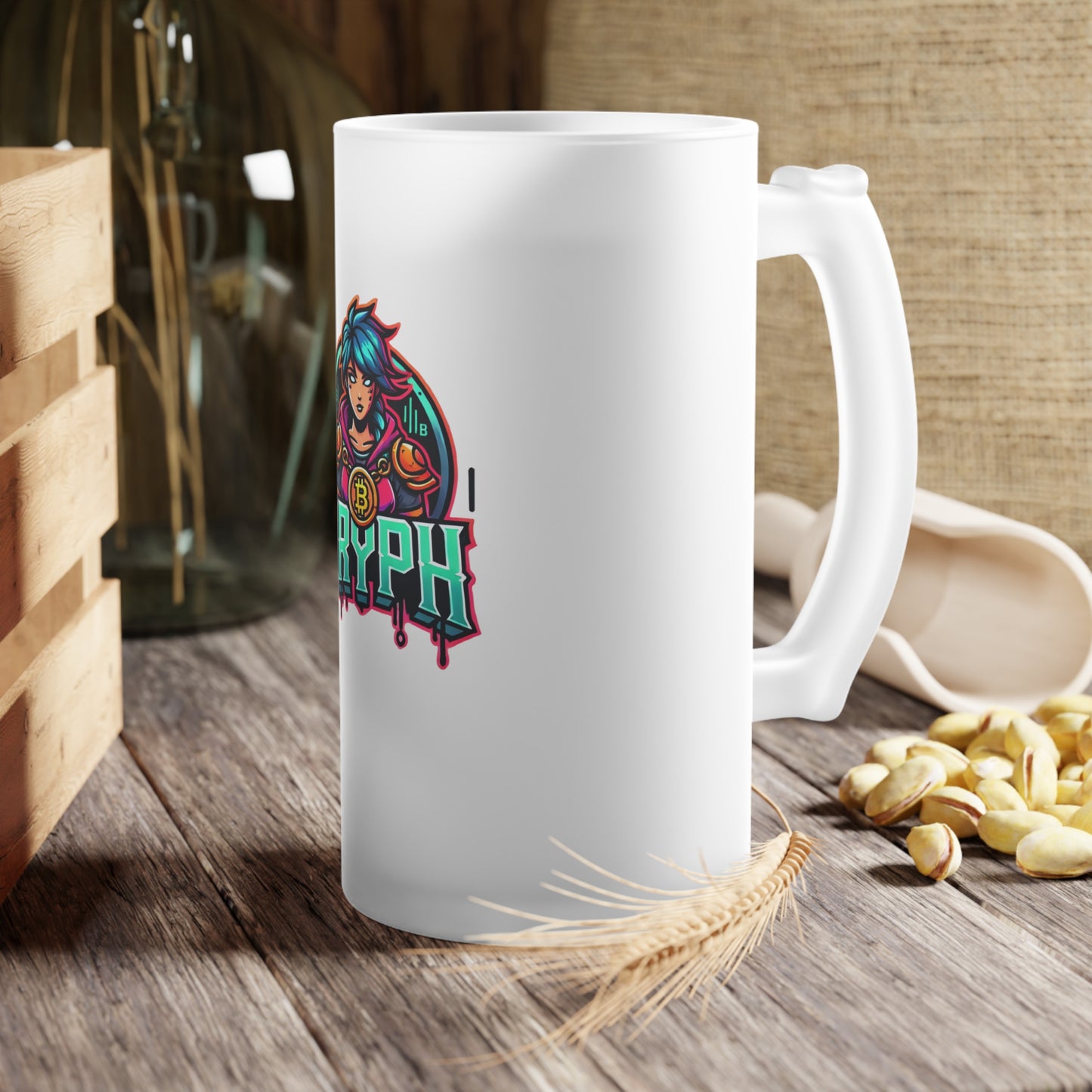 Crypto Warrior Frosted Glass Beer Mug