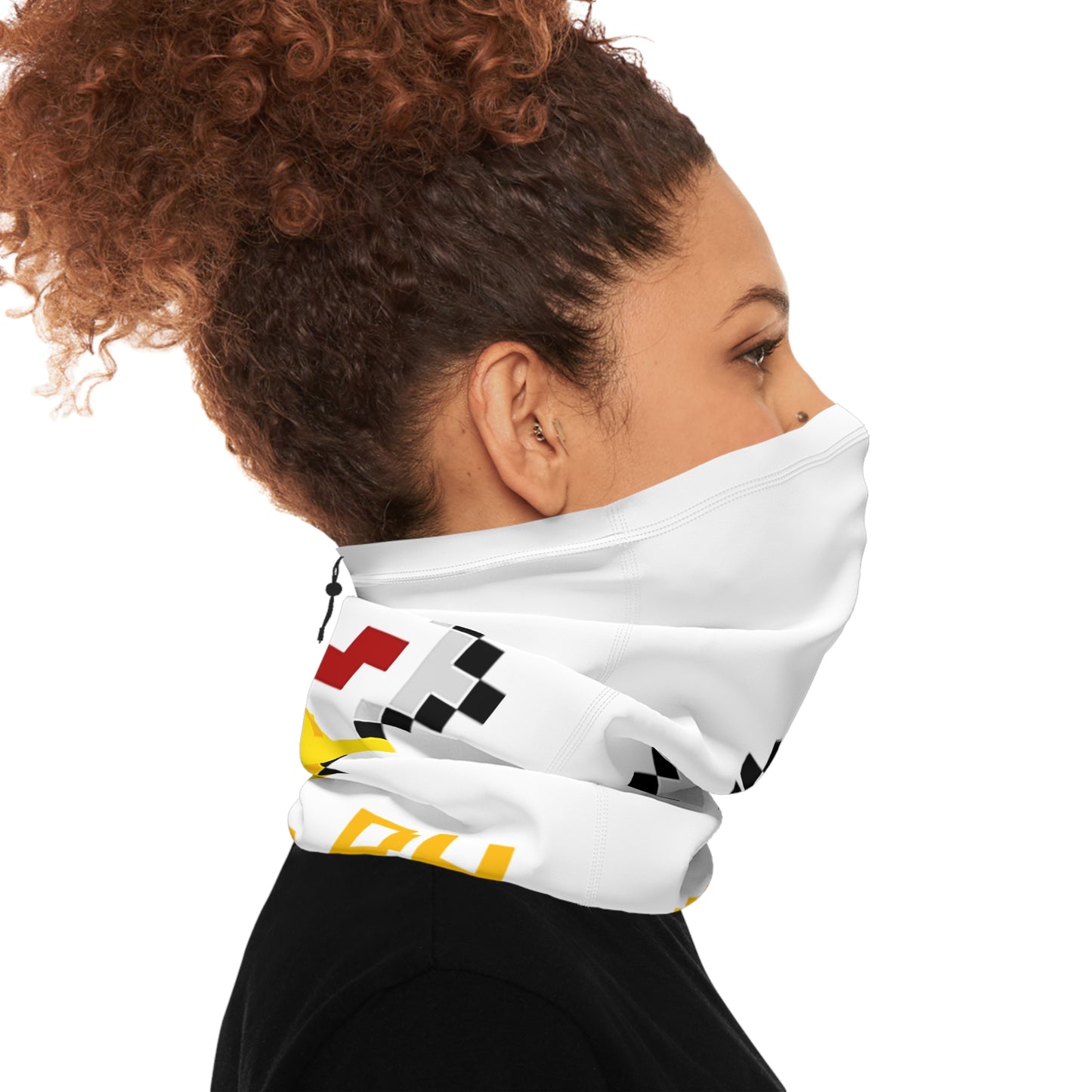 Gryph Logo White Winter Neck Gaiter with Drawstring