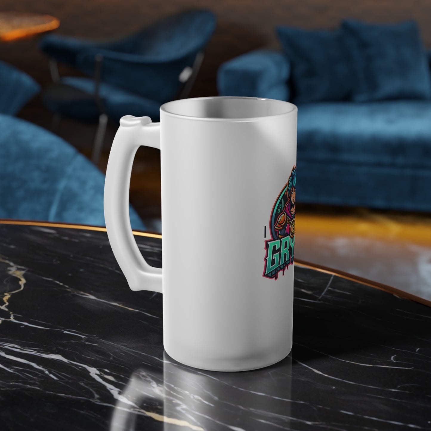 Crypto Warrior Frosted Glass Beer Mug