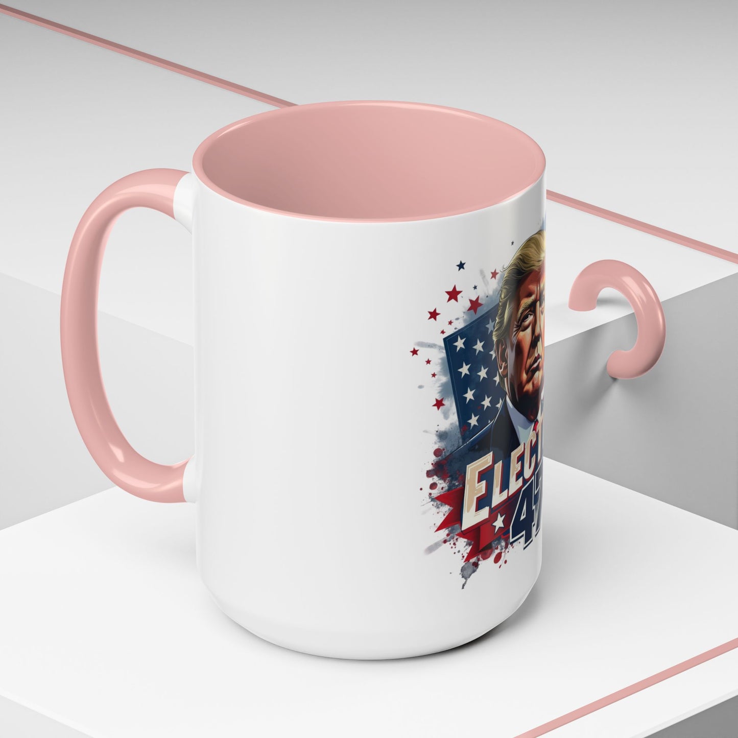 Coffee Mug - Elected 47 Donald J Trump with American Flag Background