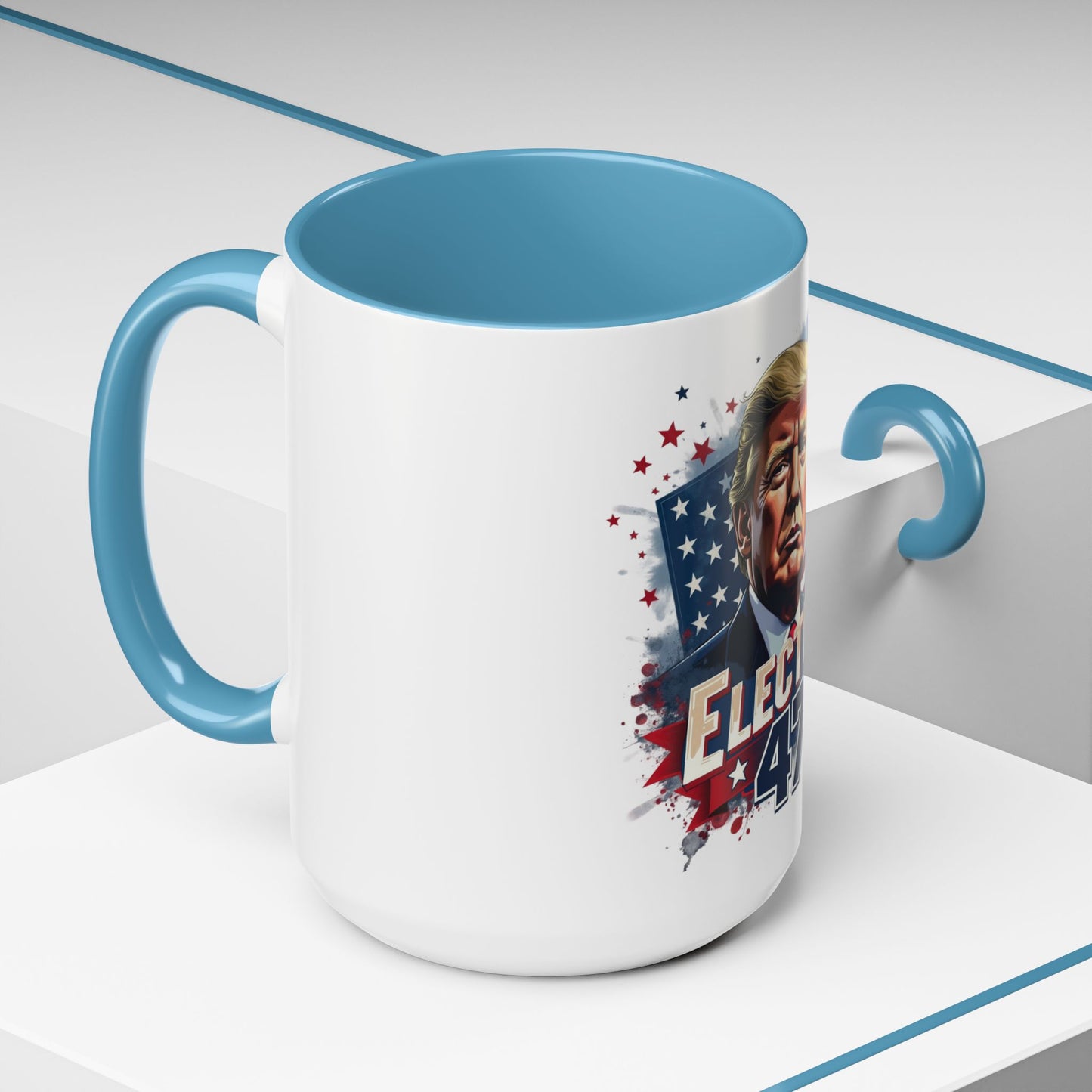 Coffee Mug - Elected 47 Donald J Trump with American Flag Background