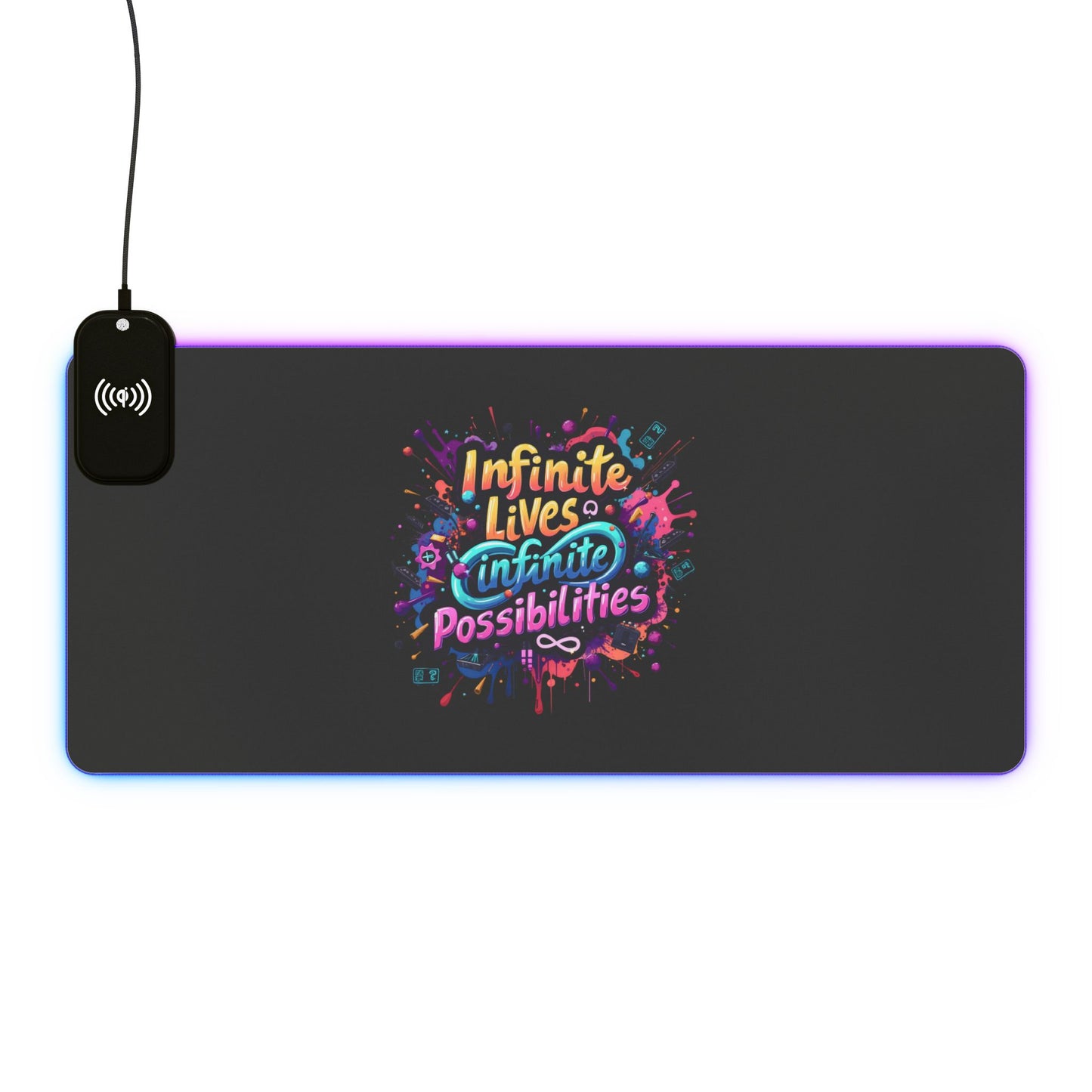 Black Gryph Gaming LED Mouse Pad with Wireless Charging