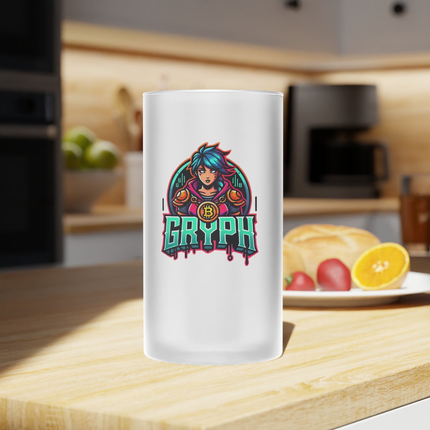 Crypto Warrior Frosted Glass Beer Mug