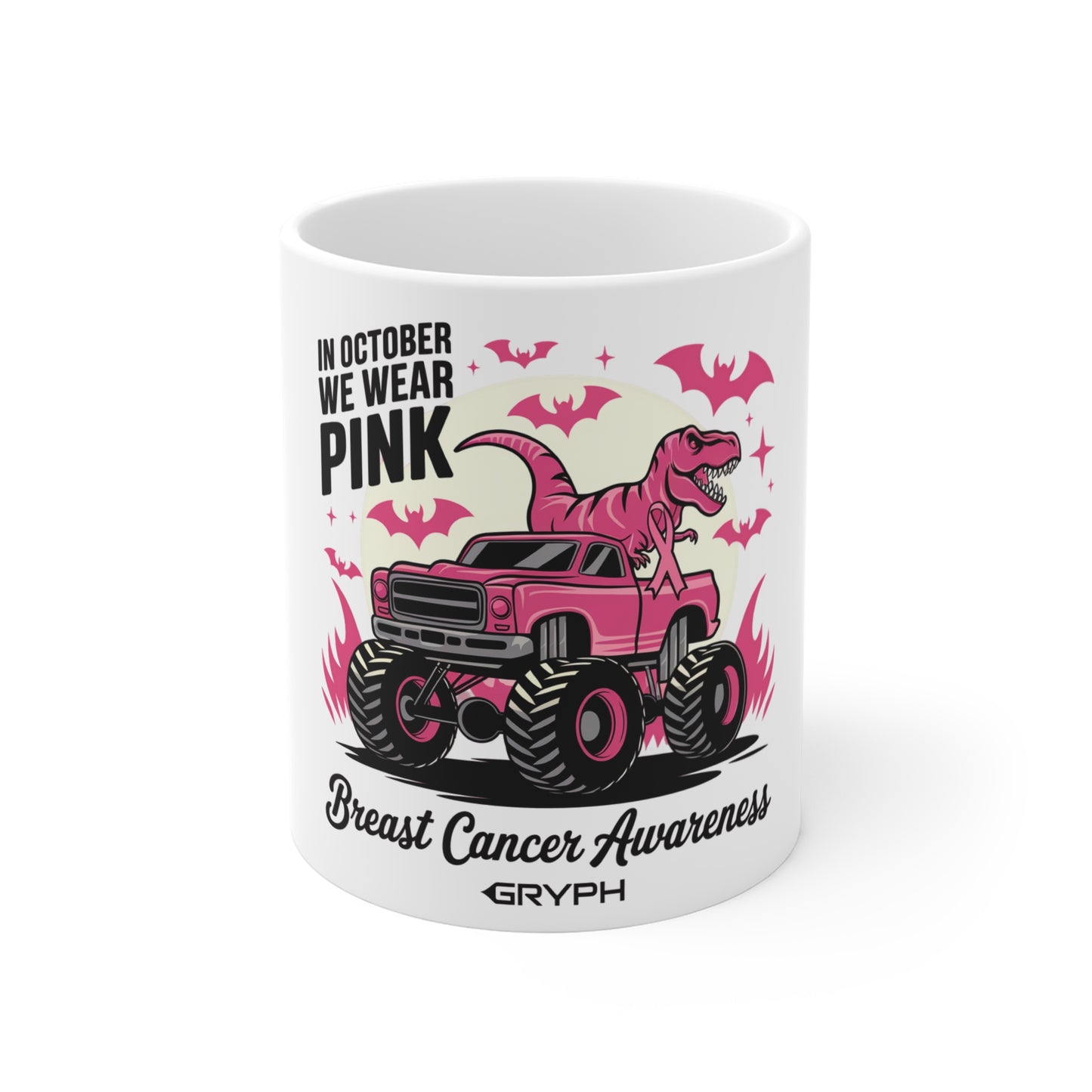 Pink Dino Power Mug – Breast Cancer Awareness